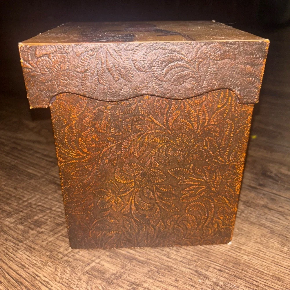 Brown Vintage-Style Wooden Box with Horse Design